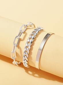 3pcs/set Minimalist Bracelet - Silver - View 1