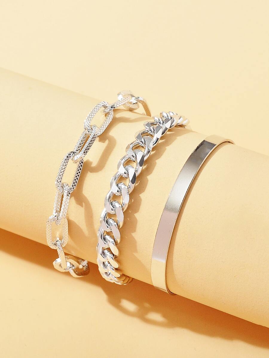 3pcs/set Minimalist Bracelet - Silver - View 1