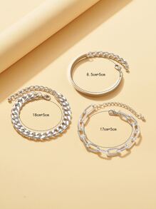 3pcs/set Minimalist Bracelet - Silver - View 3