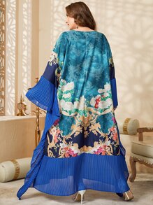Al Najma Plus Floral Print Batwing Sleeve Dress - Multicolor - View 2
