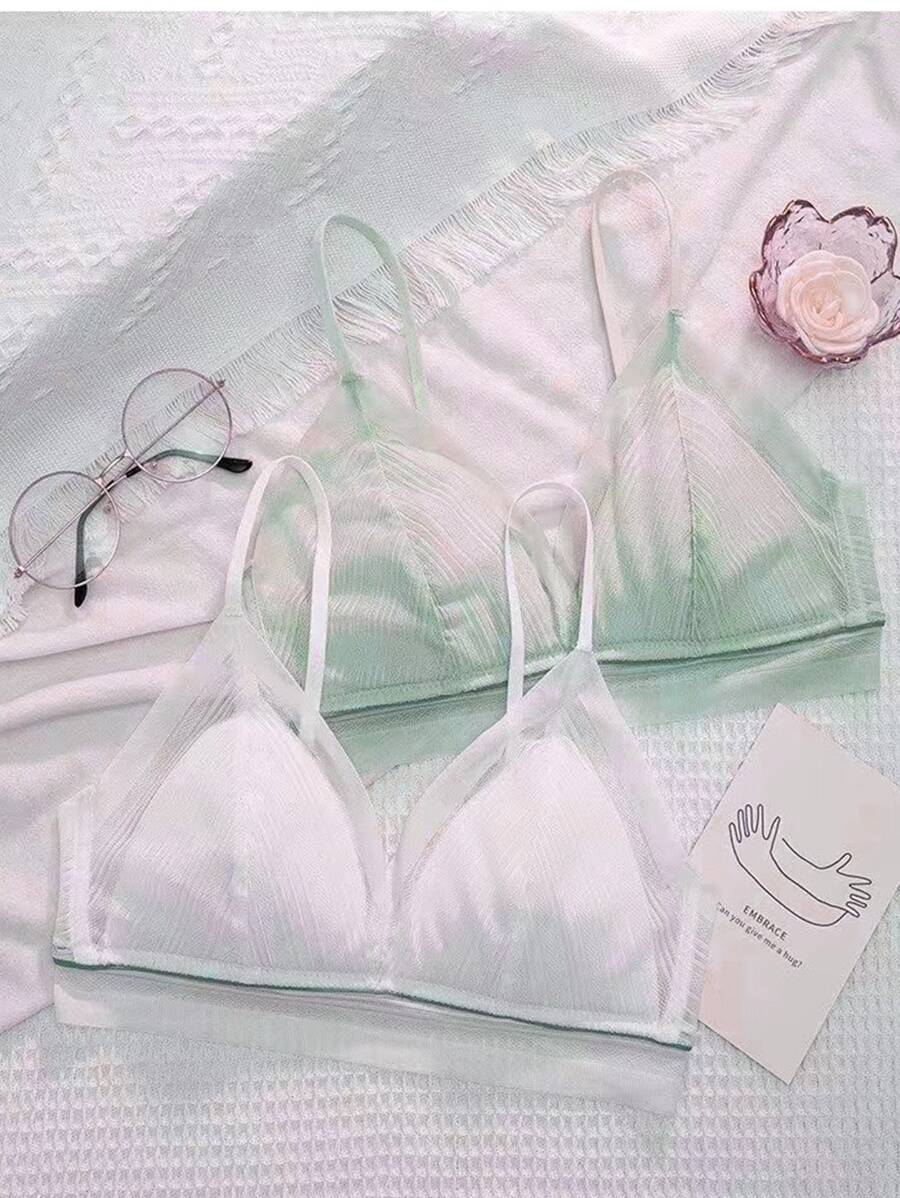 Teen Girls 2pcs Mesh Insert Bralet - Multicolor - View 1