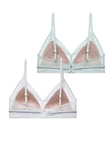 Teen Girls 2pcs Mesh Insert Bralet - Multicolor - View 2