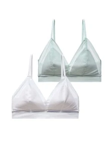 Teen Girls 2pcs Mesh Insert Bralet - Multicolor - View 3