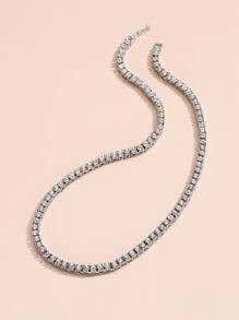 時尚流行男士方晶鋯石裝飾項鍊合金，適合珠寶禮物和時尚外觀 - 銀色 - 查看 2