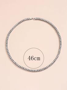 時尚流行男士方晶鋯石裝飾項鍊合金，適合珠寶禮物和時尚外觀 - 銀色 - 查看 3