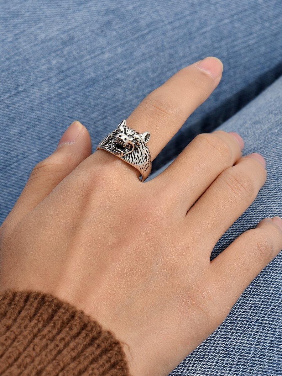 Anillo con diseño de animal - Plata antigua - Ver 1