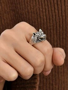 Anillo con diseño de animal - Plata antigua - Ver 2