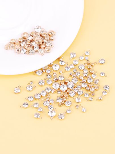 150pcs Assorted Size Rhinestone Pendants, 300pcs Gold Plated April Birthstone Beads For DIY Jewelry Making Earrings Necklaces Anklets Bracelets, Random Mixed Sizes