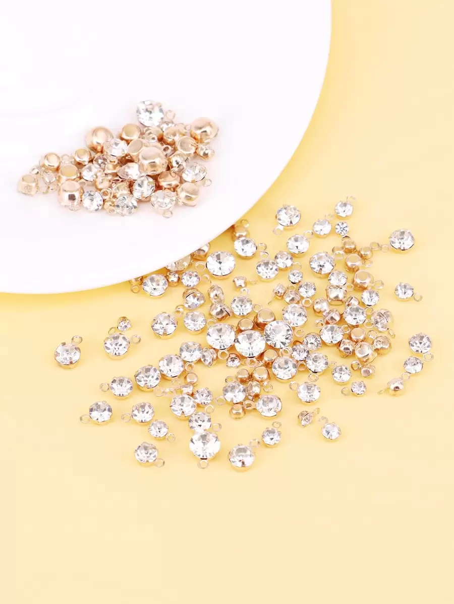 150pcs Assorted Size Rhinestone Pendants, 300pcs Gold Plated April Birthstone Beads For DIY Jewelry Making Earrings Necklaces Anklets Bracelets, Random Mixed Sizes - Yellow Gold - View 1