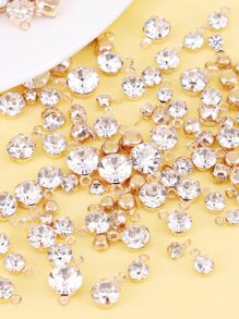 150pcs Assorted Size Rhinestone Pendants, 300pcs Gold Plated April Birthstone Beads For DIY Jewelry Making Earrings Necklaces Anklets Bracelets, Random Mixed Sizes - Yellow Gold - View 2
