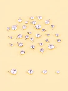150pcs Assorted Size Rhinestone Pendants, 300pcs Gold Plated April Birthstone Beads For DIY Jewelry Making Earrings Necklaces Anklets Bracelets, Random Mixed Sizes - Yellow Gold - View 3