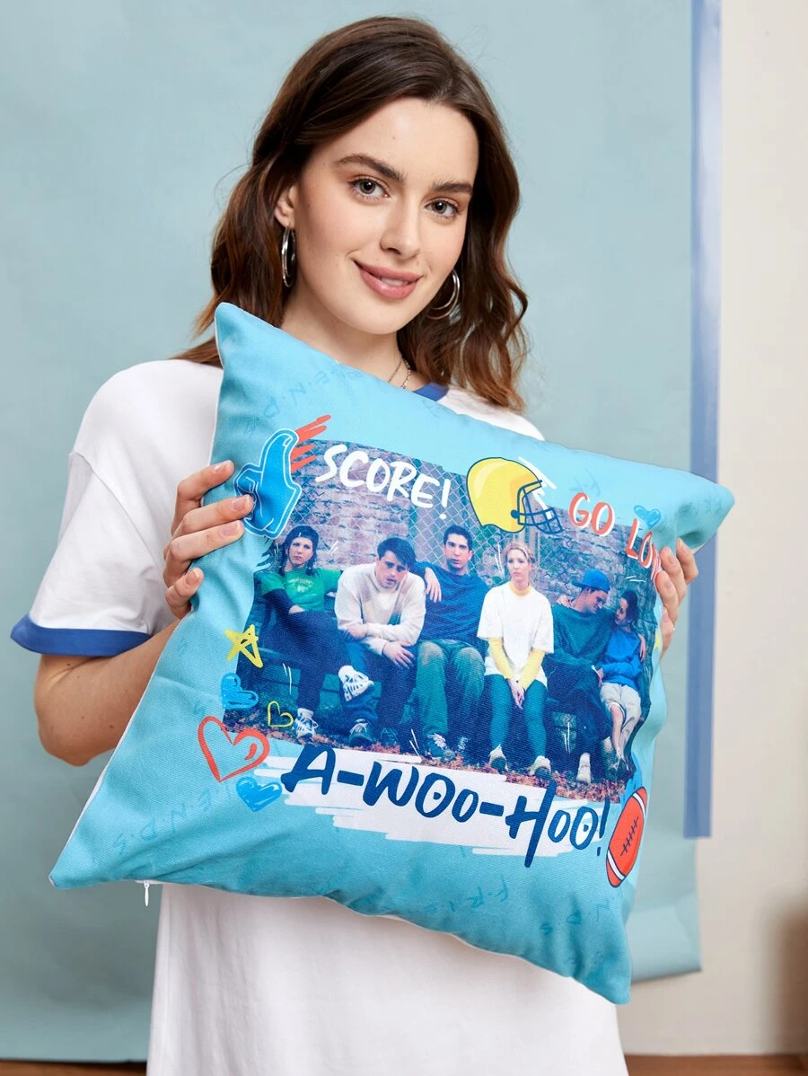 FRIENDS X SHEIN Letter & Figure Graphic Cushion Cover Without Filler - Multicolor - View 1
