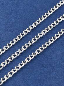 1set DIY Chains Bracelet Necklace Making Kit Including Iron Curb Chains & Jump Rings Alloy Clasps Lobster Clasp DIY Jewelry Accessory - Silver - View 3