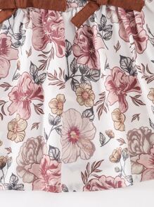 Bebé Vestido con estampado floral ribete con fruncido con lazo delantero - Multicolor - Ver 4