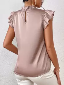 SHEIN Frenchy Bluse mit Stehkragen, Rüschenbesatz