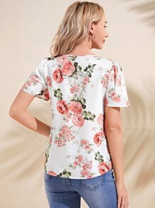 EMERY ROSE Blusa con estampado floral de manga farol - Multicolor - Ver 2