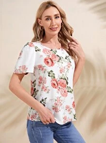 EMERY ROSE Blusa con estampado floral de manga farol - Multicolor - Ver 4