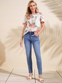 EMERY ROSE Blusa con estampado floral de manga farol - Multicolor - Ver 5