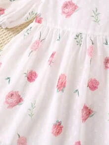 小女童印花泡泡袖洋裝