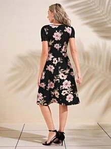 EMERY ROSE 印花V領連衣裙 - 彩色 - 查看 2