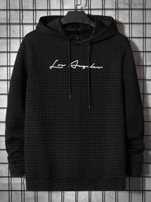 Manfinity Men Letter Graphic Drawstring Hoodie - Black - View 1