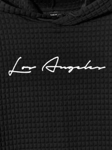 Manfinity Men Letter Graphic Drawstring Hoodie - Black - View 2