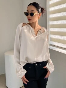 DAZY Blusa con abertura de manga raglán - Albaricoque - Ver 1