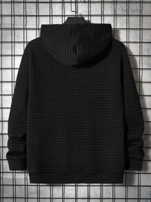 Manfinity Men Letter Graphic Drawstring Hoodie - Black - View 4