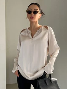 DAZY Blusa con abertura de manga raglán - Albaricoque - Ver 4