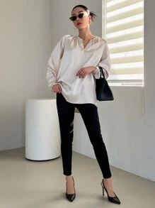 DAZY Blusa con abertura de manga raglán - Albaricoque - Ver 6