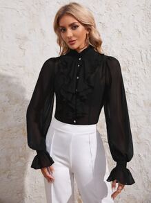 BizChic Jabot衣領荷葉袖襯衫