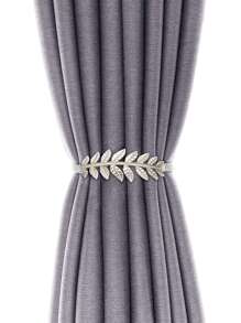 1pc Leaf Decor Curtain Holdback - Silver - View 6