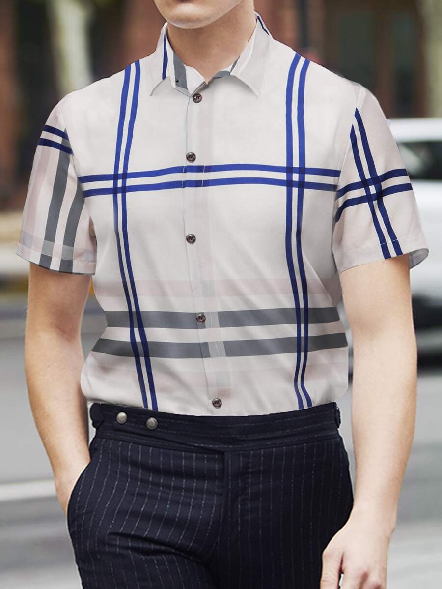 Manfinity Men Plaid Button Through Shirt - Apricot - View 1