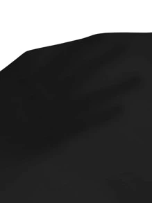 SHEIN Clasi Ruffle Armhole Lace Applique Top Workwear - Black - View 5