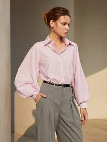 Solid Fold Pleated Straight Leg Trousers - Grey - View 3