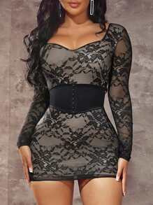 SHEIN SXY Đầm Hoa Gợi cảm - màu đen - Xem 1