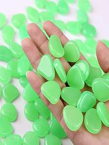 100 piezas guijarro decorativo brillante en oscuro - Verde - Ver 2