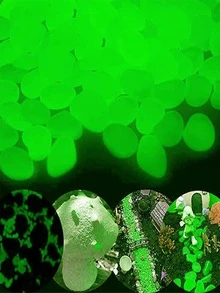 100 piezas guijarro decorativo brillante en oscuro - Verde - Ver 4