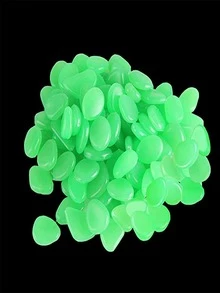 100 piezas guijarro decorativo brillante en oscuro - Verde - Ver 1