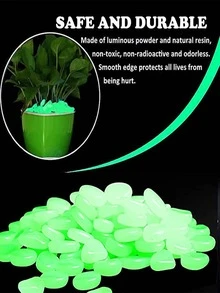 100 piezas guijarro decorativo brillante en oscuro - Verde - Ver 5