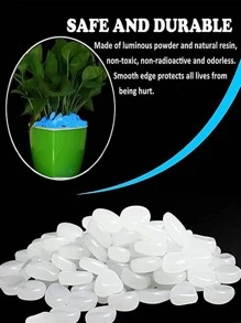 100pcs Glow In The Dark Decorative Pebble - White - View 5
