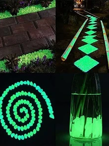 100 piezas guijarro decorativo brillante en oscuro - Verde - Ver 8