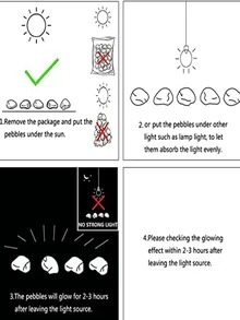 100pcs Glow In The Dark Decorative Pebble - Blue - View 5