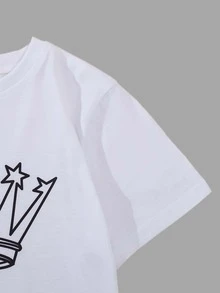 Girls Crown & Letter Graphic Tee - White - View 4