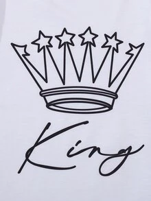 Girls Crown & Letter Graphic Tee - White - View 5