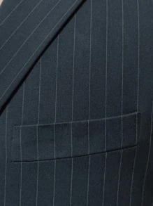 Men Single Breasted Striped Blazer & Trousers - Dark Grey - View 4