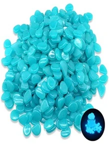 500pcs Glow In The Dark Plain Color Decorative Pebble - Blue - View 2