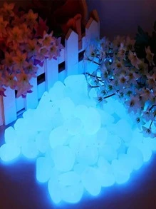 500pcs Glow In The Dark Plain Color Decorative Pebble - Blue - View 6