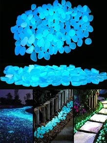 500pcs Glow In The Dark Plain Color Decorative Pebble - Blue - View 8