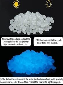 500 piezas guijarro decorativo brillante en oscuro - Blanco - Ver 5